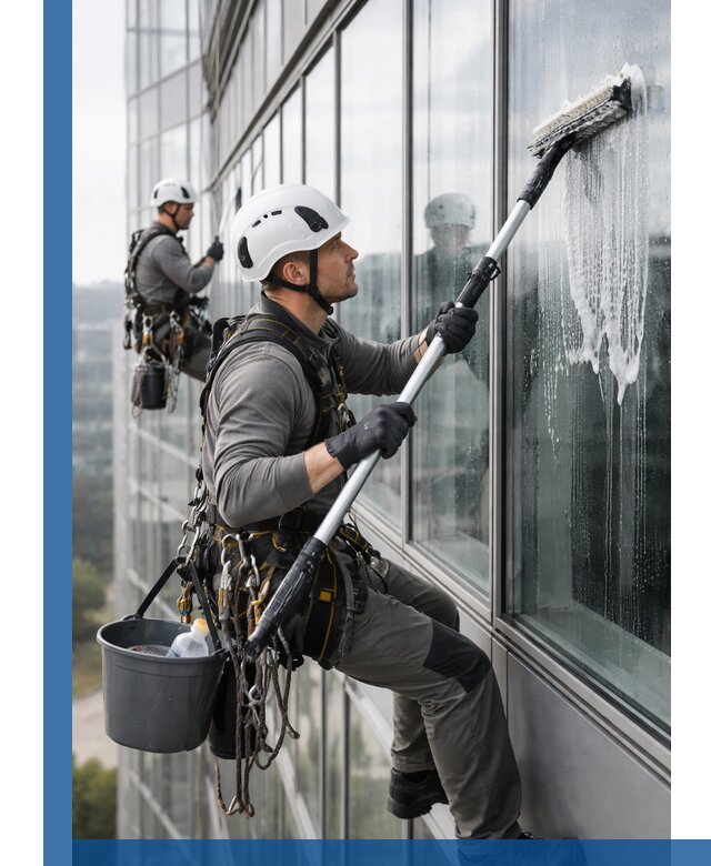 Высотная мойка сплошного остекления с выездом в Костомукше