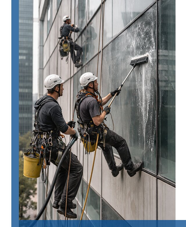 Профессиональная высотная мойка фасадов зданий в Костомукше