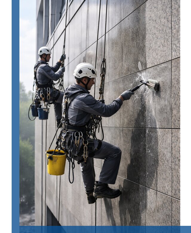 Профессиональная мойка фасада из керамогранита в Костомукше