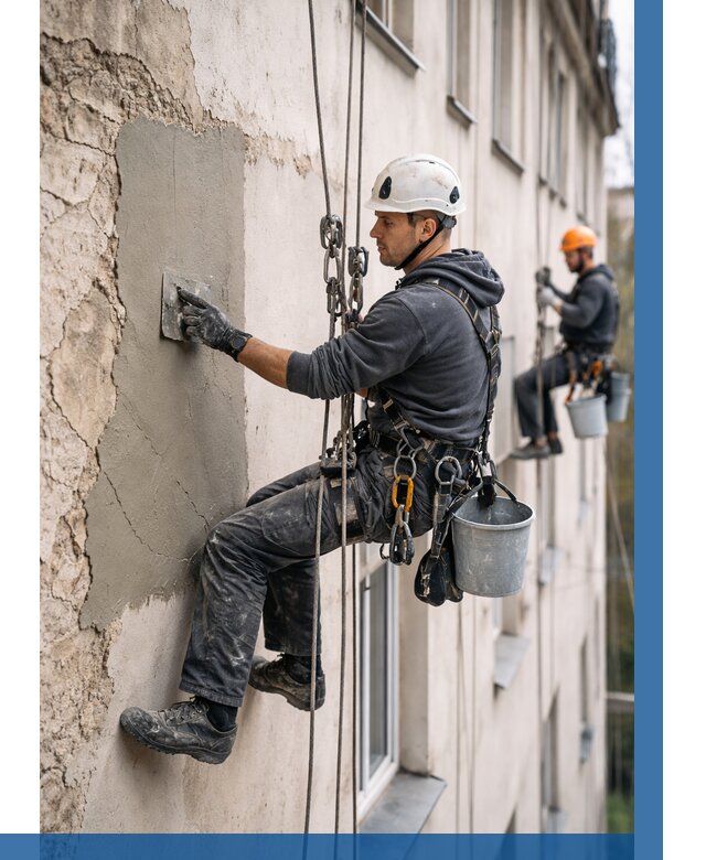 Восстановление штукатурки фасада в Костомукше от 1224 р. | ВЫСОТНИК-Ктм