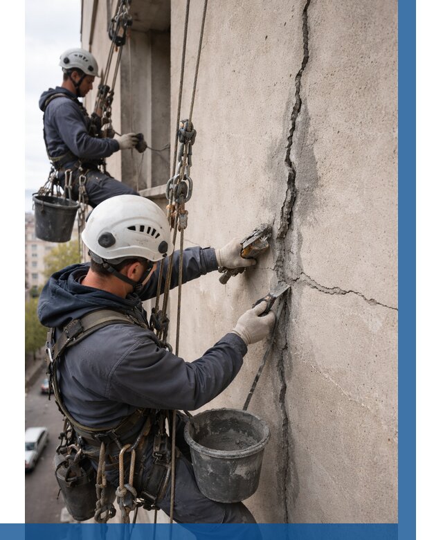 Заделка трещин на фасаде в Костомукше от 918 р. | ВЫСОТНИК-Ктм