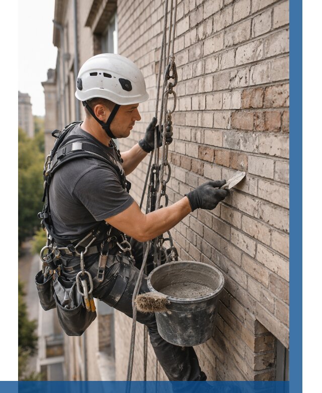 Ремонт кирпичной кладки фасада в Костомукше от 1836 р. | ВЫСОТНИК-Ктм