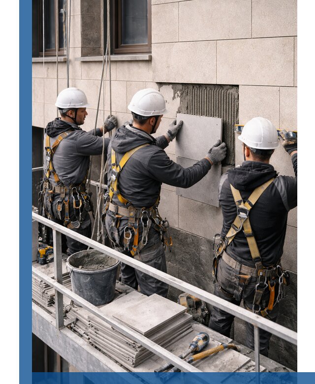 Ремонт облицовки фасада плиткой в Костомукше с гарантией