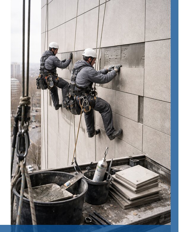 Ремонт фасада из керамогранита в Костомукше от 2551 р. | ВЫСОТНИК-Ктм