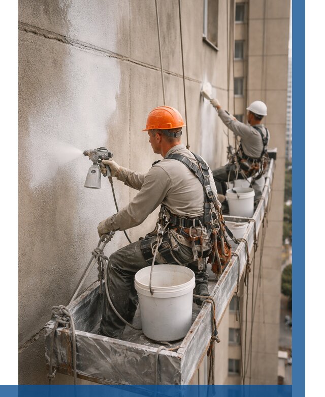 Грунтовка фасада на высоте в Костомукше от 122 р. | ВЫСОТНИК-Ктм