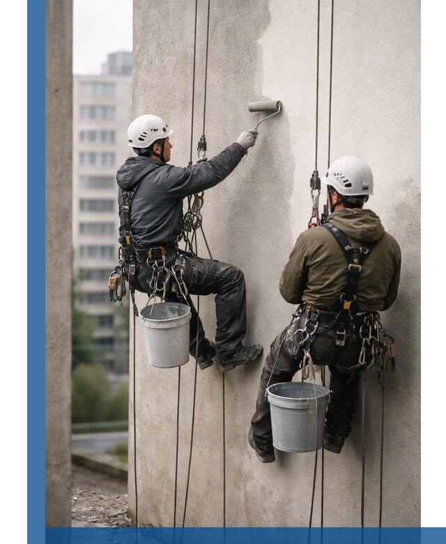 Покраска фасадов высотными альпинистами в Костомукше с гарантией