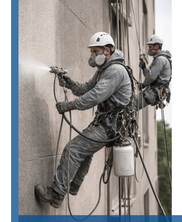 Безвоздушная покраска фасадов зданий в Костомукше профессионально