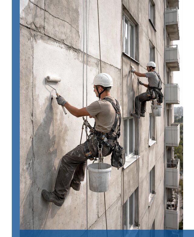 Покраска бетонного фасада в Костомукше для жилых и промышленных объектов