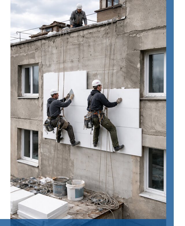 Утепление фасада пенополистиролом в Костомукше от 1836 р. | ВЫСОТНИК-Ктм