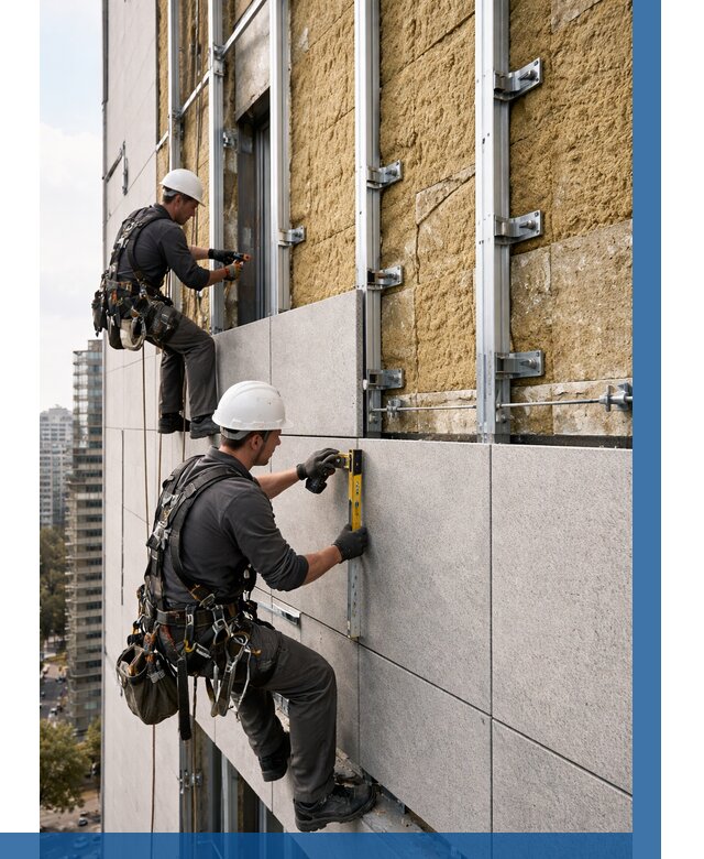 Монтаж вентилируемого фасада в Костомукше от 3571 р. | ВЫСОТНИК-Ктм