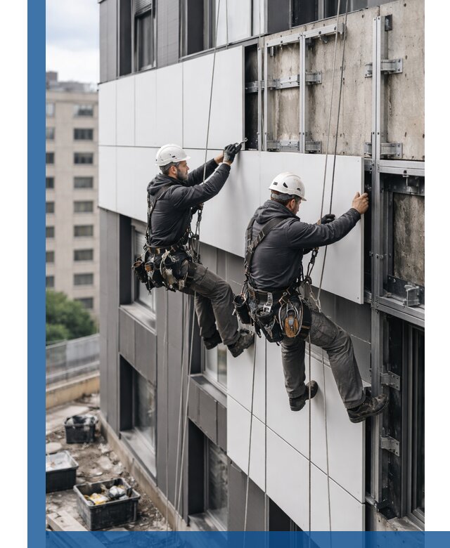 Монтаж композитных панелей фасада в Костомукше под ключ