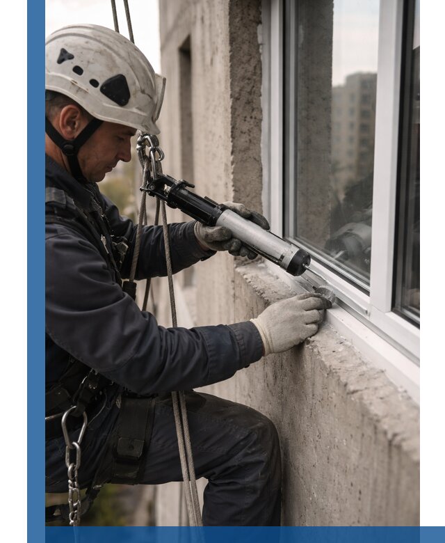 Герметизация оконных швов снаружи в Костомукше профессионально