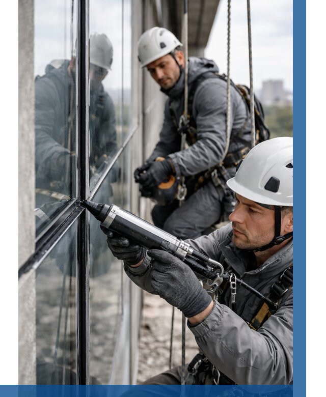 Герметизация витражных швов в Костомукше от 663 р. | ВЫСОТНИК-Ктм