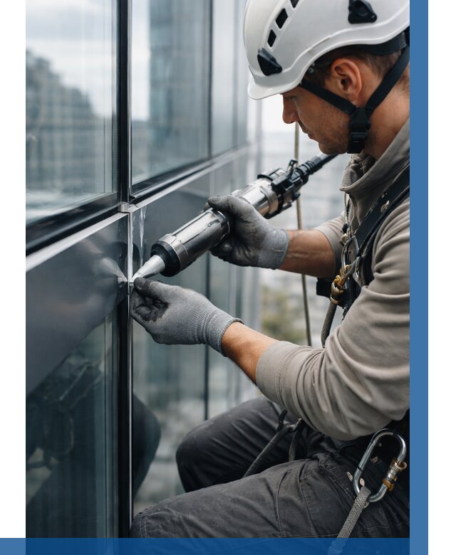 Герметизация стыков витража в Костомукше от 1224 р. | ВЫСОТНИК-Ктм