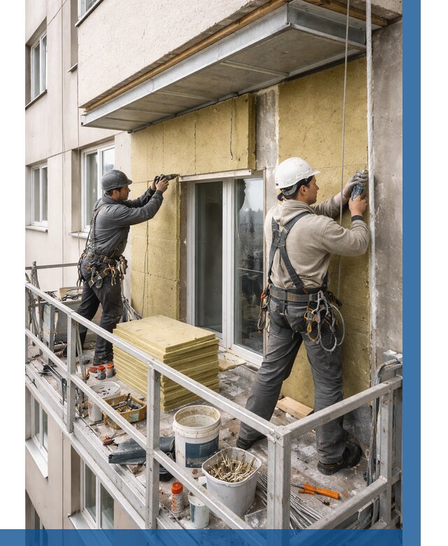 Утепление балкона снаружи в Костомукше от 1632 р. под ключ ВЫСОТНИК-Ктм