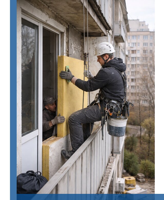 Профессиональное утепление балкона снаружи в Костомукше под ключ