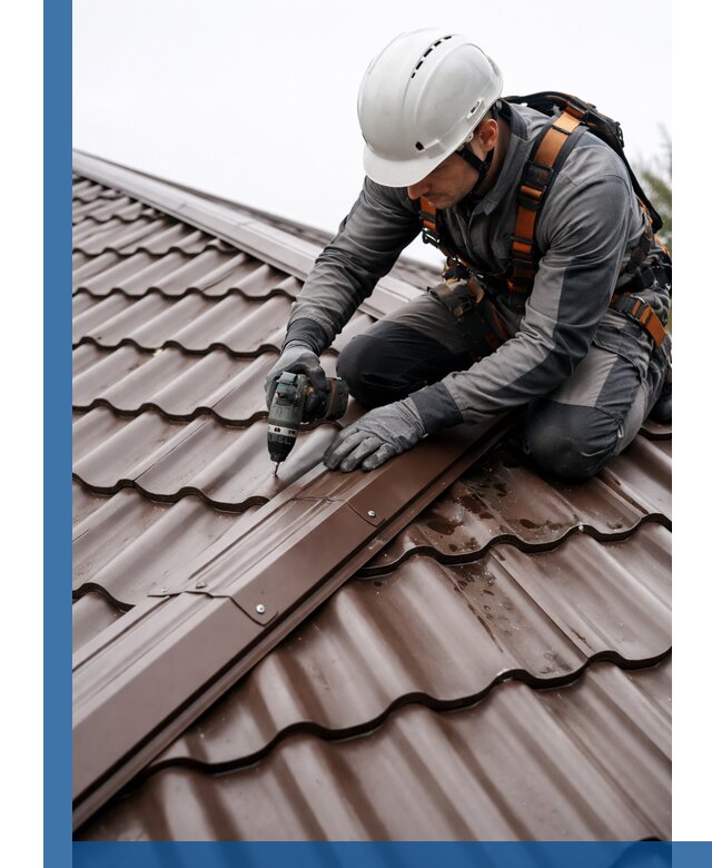 Ремонт металлочерепицы на крыше в Костомукше профессионально