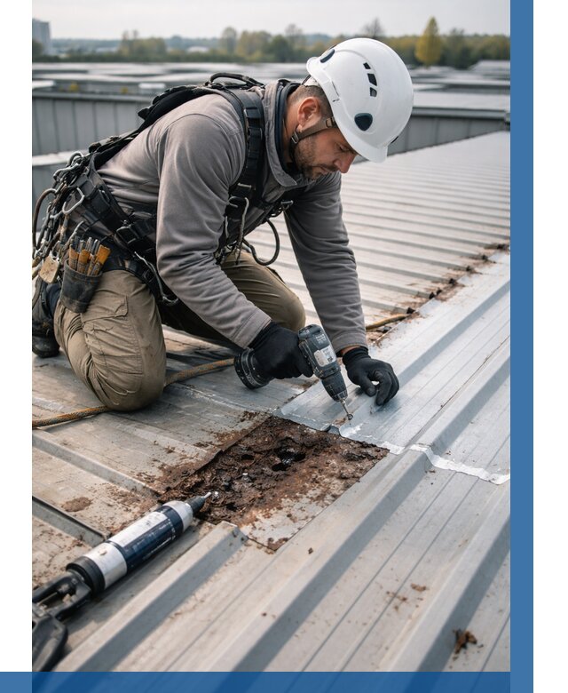 Ремонт профнастила на кровле в Костомукше от 714 р. | ВЫСОТНИК-Ктм