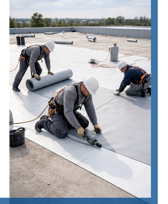 Монтаж мембранной кровли под ключ в Костомукше от 1224 р. | ВЫСОТНИК-Ктм