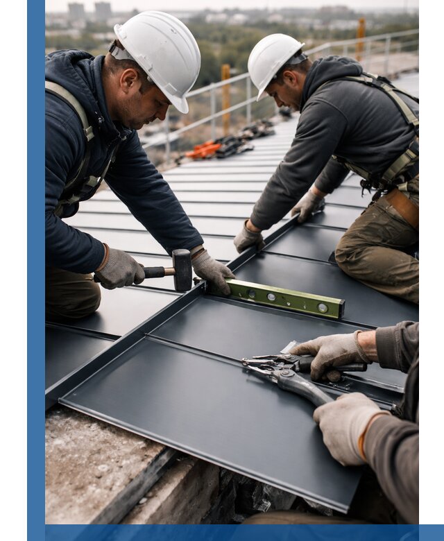 Монтаж фальцевой кровли в Костомукше для промышленных зданий