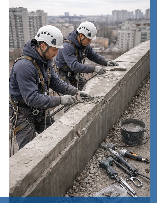 Ремонт парапета на кровле в Костомукше от 1530 р. | ВЫСОТНИК-Ктм