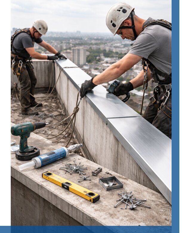 Монтаж парапетных крышек в Костомукше от 816 р. | ВЫСОТНИК-Ктм