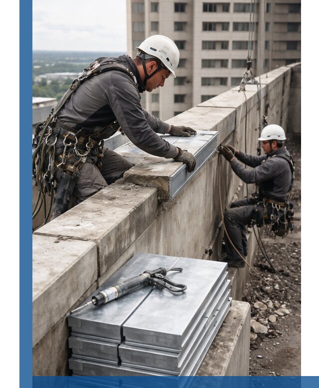 Замена парапетных крышек и установка новых в Костомукше