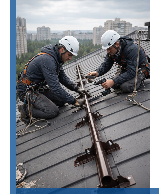 Монтаж снегозадержателей на кровле зданий в Костомукше под ключ