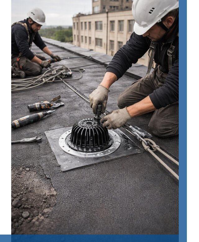 Установка водосточных воронок в Костомукше цена от 3571 р. | ВЫСОТНИК-Ктм