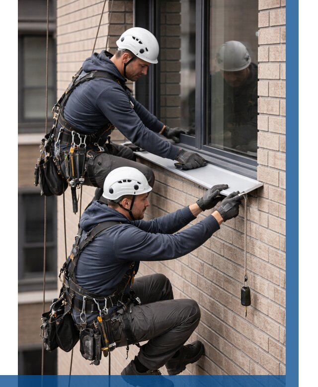 Монтаж оконных отливов под ключ в Костомукше от 3571 р. | ВЫСОТНИК-Ктм