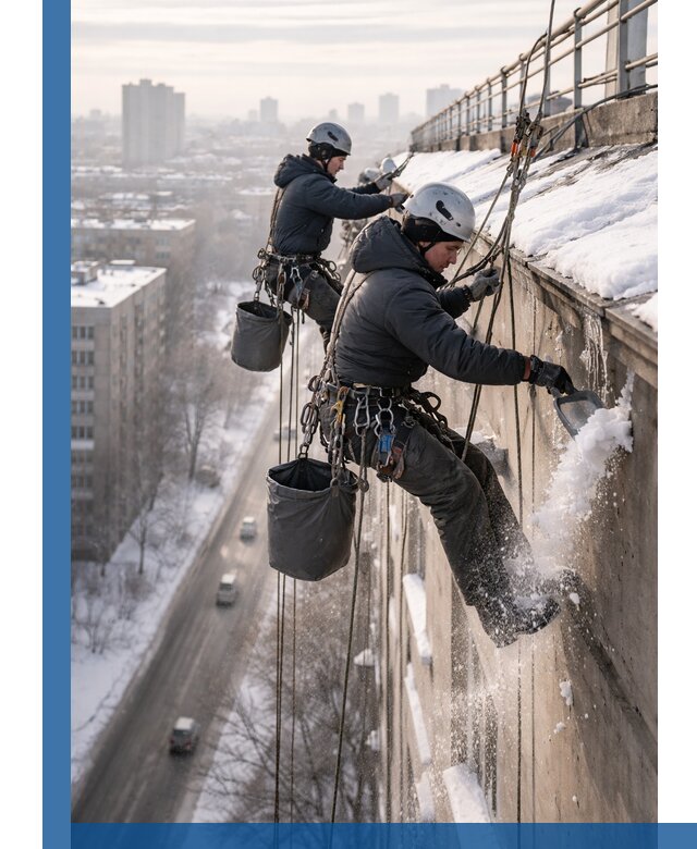 Очистка карнизов от снега в Костомукше профессионально и безопасно