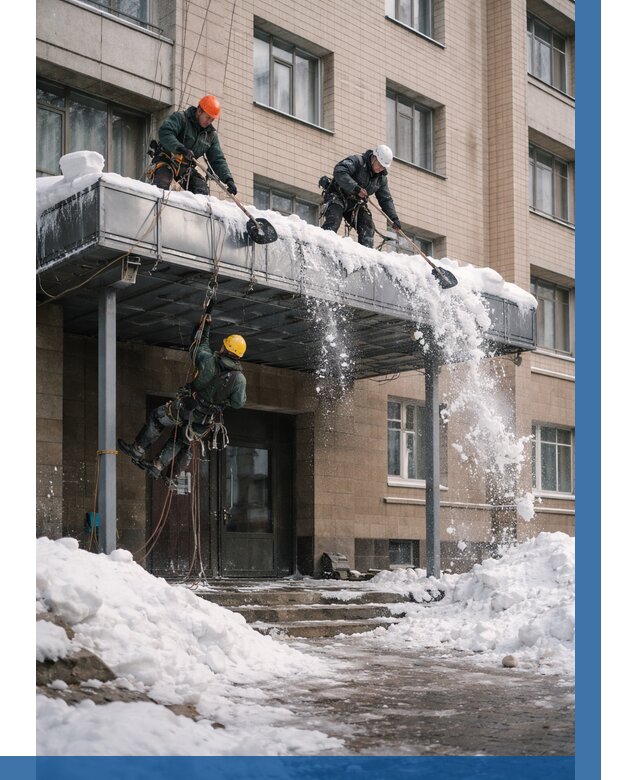 Очистка козырьков от снега в Костомукше от 3571 р. | ВЫСОТНИК-Ктм