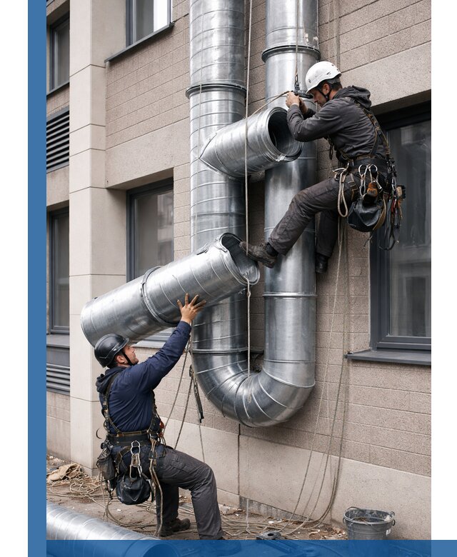 Монтаж фасадных воздуховодов в Костомукше с герметизацией и крепежом