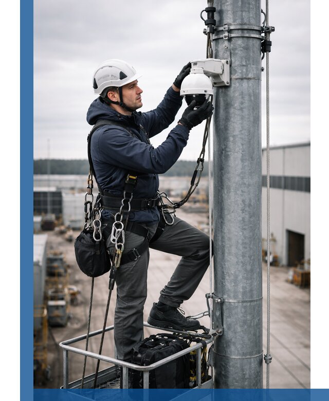 Профессиональная установка видеокамер на мачте в Костомукше