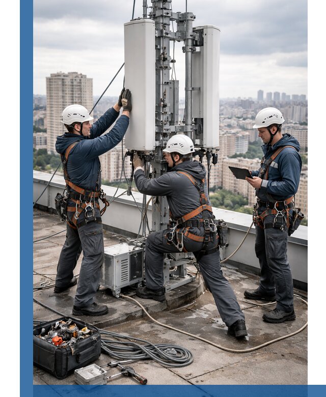 Монтаж антенн связи на крыше в Костомукше с вводом в эксплуатацию