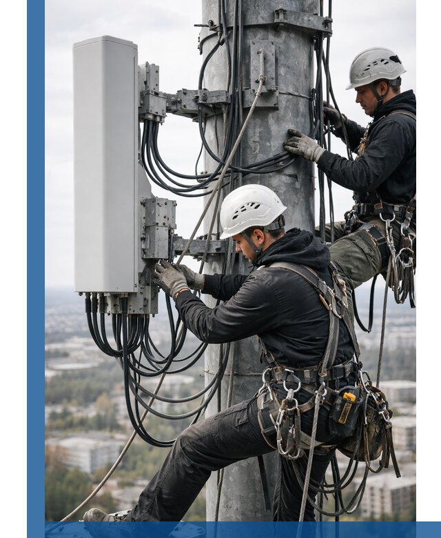 Монтаж оборудования связи на мачте в Костомукше с пусконаладкой