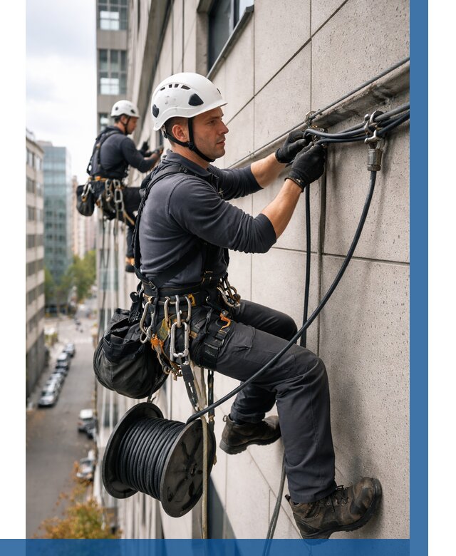 Прокладка кабеля по фасаду в Костомукше от 357 р. | ВЫСОТНИК-Ктм