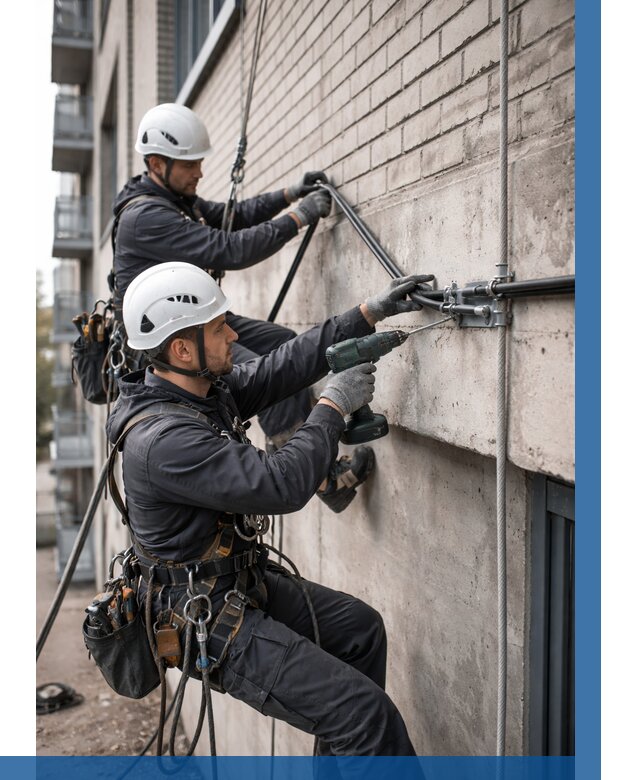 Крепление кабеля на фасаде в Костомукше от 357 р. | ВЫСОТНИК-Ктм