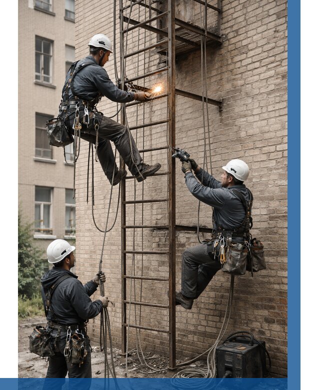 Ремонт пожарной лестницы в Костомукше от 7652 р. | ВЫСОТНИК-Ктм