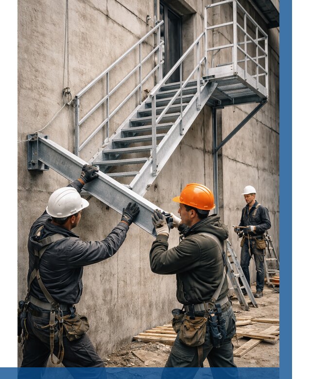 Монтаж металлических лестниц в Костомукше от 15303 р. | ВЫСОТНИК-Ктм