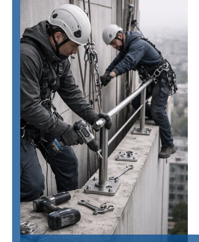 Монтаж перил на высоте в Костомукше для жилых и промобъектов