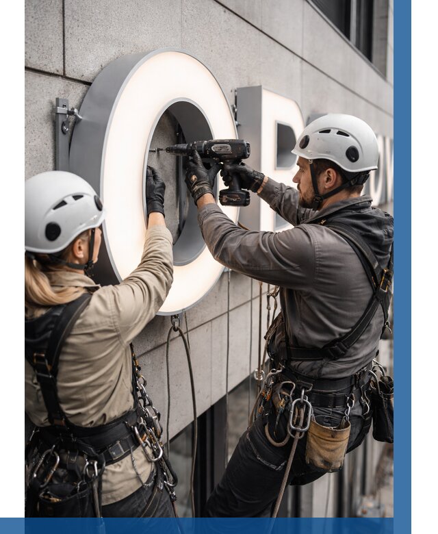 Монтаж световых букв в Костомукше от 3061 р. под ключ ВЫСОТНИК-Ктм