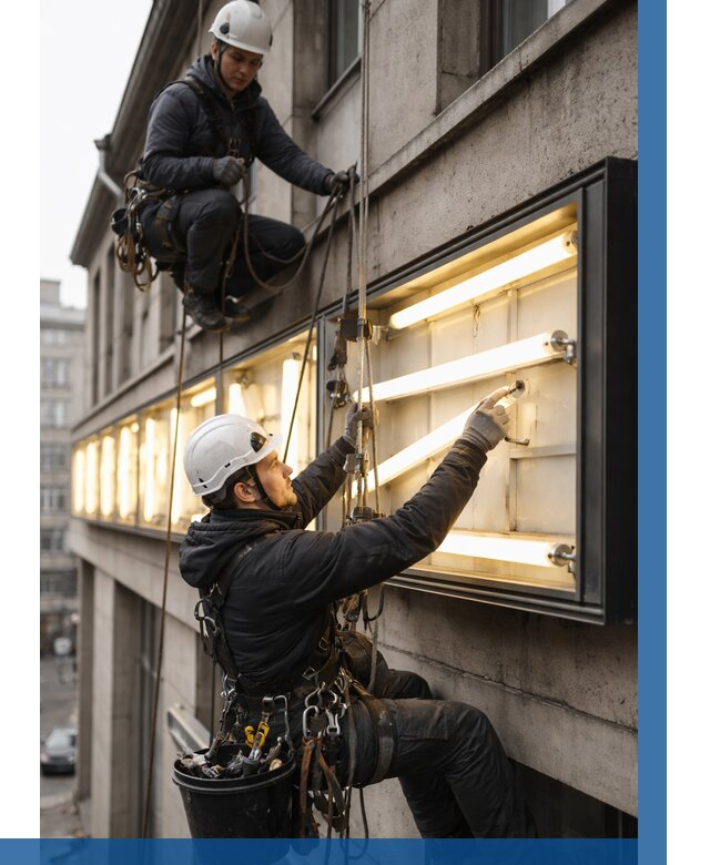 Замена ламп в вывеске в Костомукше под ключ от 3571 р. | ВЫСОТНИК-Ктм