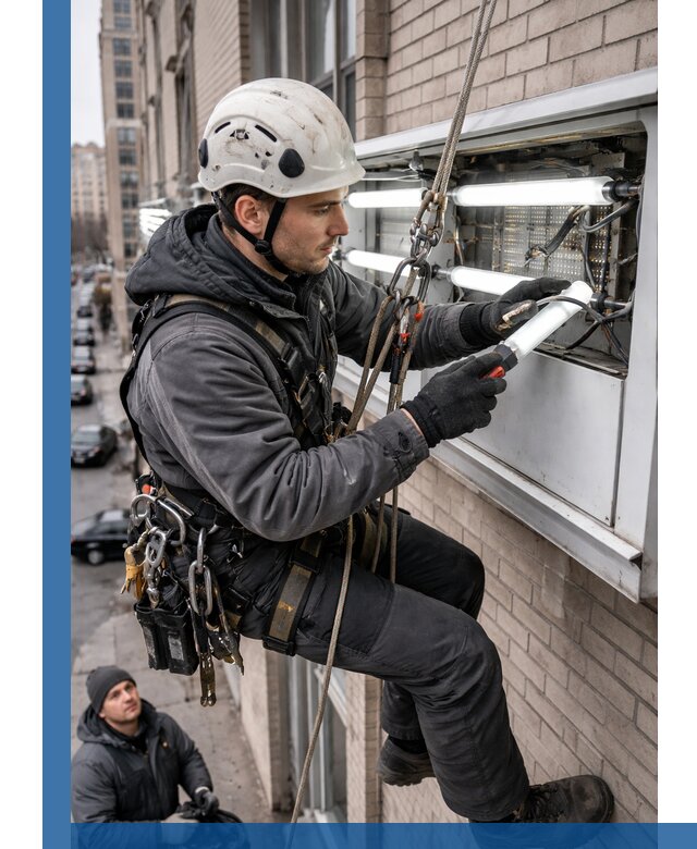Профессиональная замена ламп в наружной вывеске в Костомукше