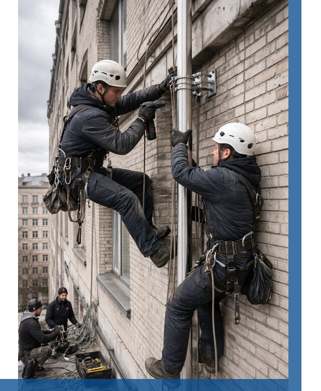 Монтаж флагштока на здании в Костомукше от 6631 р. | ВЫСОТНИК-Ктм