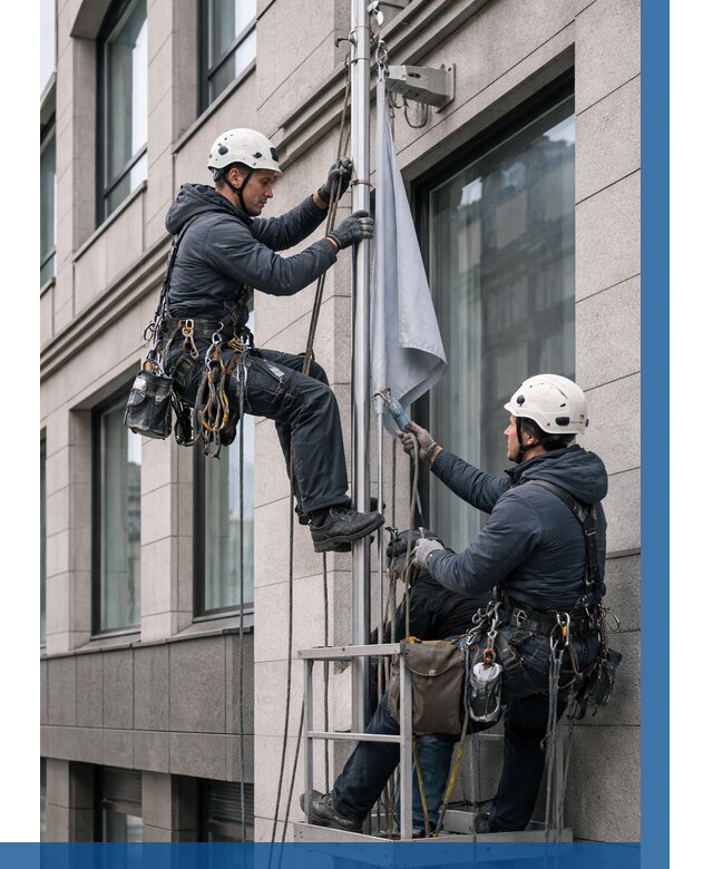 Установка флагов на фасаде в Костомукше от 4591 р. | ВЫСОТНИК-Ктм