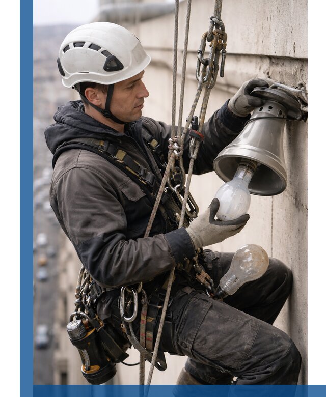 Замена ламп на высоте в Костомукше профессионально и быстро