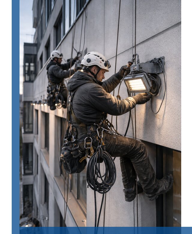 Монтаж фасадного освещения в Костомукше установка и подключение