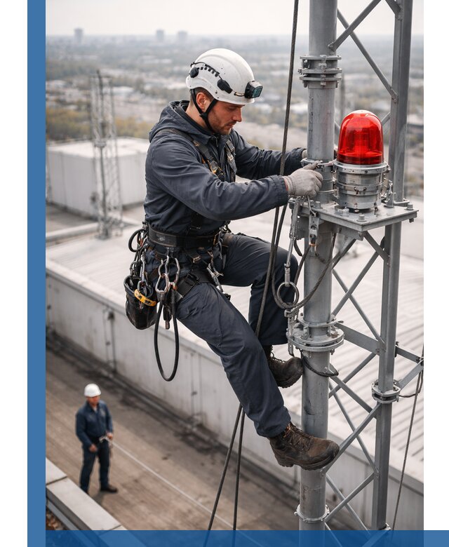 Монтаж заградительных огней и обслуживание объектов в Костомукше