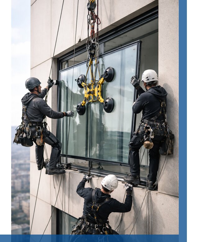 Монтаж стеклопакетов на высоте в Костомукше от 3265 р. | ВЫСОТНИК-Ктм